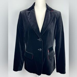 Barbour Women's Black Velvet Blazer Single Breasted Pockets Size 10
